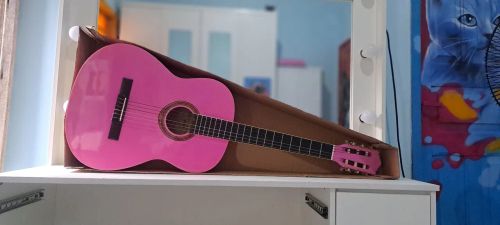 Violão clássico Michael Go Play VM15NY para destros rosa bordo brilhante