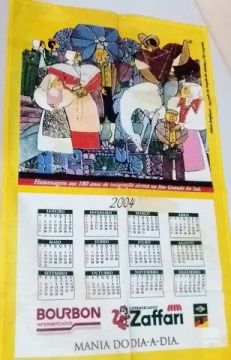 Pano de prato em formato de calendário antigo e novo de 2004 marca Lepper 