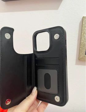Capinha de Couro para iPhone 13 PRO com Porta Cartões
