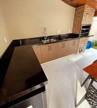 Pia de cozinha em granito preto !