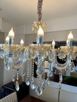Lustre Cristal Moderno 8 Lâmpadas