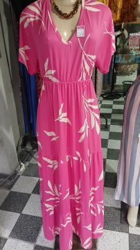 Vestido longo rosa estampado - Novo!