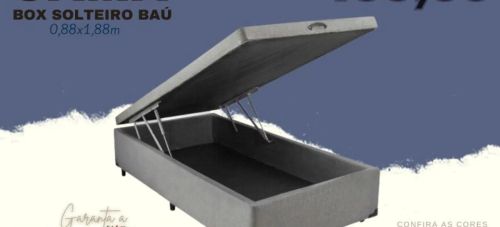 Cama Box Solteiro com Baú 0,88x1,88m usada semi nova 