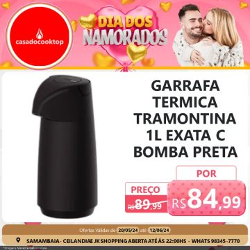 Garrafa termica tramontina 1l exata c/ bomba preta