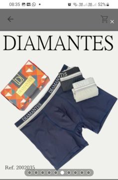 Cueca Boxer Diamantes -  Kit 3 peças - Novo