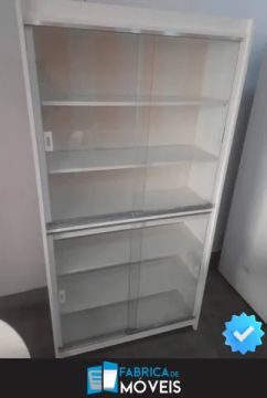 Estante Prateleiras Com Portas de Vidro - Novo