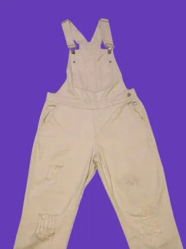 Macacão jeans bege feminino
