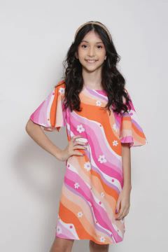 Vestido Infantil Juvenil Estampado Soltinho Com Manga Tamanho 12 