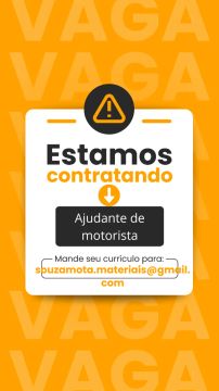 Vaga para auxiliar/ajudante de motorista.