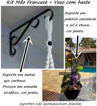 Kit Mão Francesa + Vaso tipo "cuia" com haste para pendurar