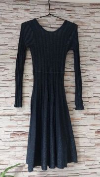 Vestido  Plissado  Lurex Azul  Amaro