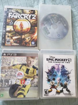 4 Jogos de PS3 - Far Cry 2, Fifa 17, Epic Mickey 2 e Plants vs Zombies Garden Warfare