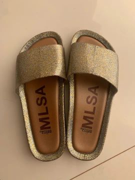 MELISSA BEACH SLIDE GLITTER DOURADO