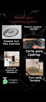 Faço corte para Cooktop mármores e granitos 