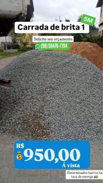 Carrada de brita 1 - 5m³ - R$ 950,00 (leia a descrição)