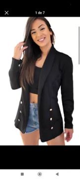 Blazer feminino de alfaiataria m e g. Preto