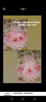 Vestido de Festa Infantil - Rosa - Usado uma vez