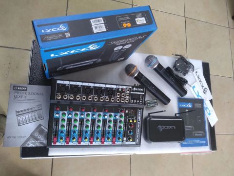 Kit de Microfone Sem Fio + Mixer Profissional 7 canais 