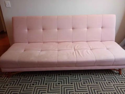 Sofá cama em Suede / Estofado Rosa 83 cm x 190 cm x 100 cm