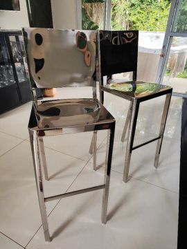  2 BANQUETAS de INOX CROMADO 