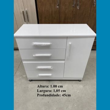 Cômoda 4 Gavetas e 1 Porta Branca