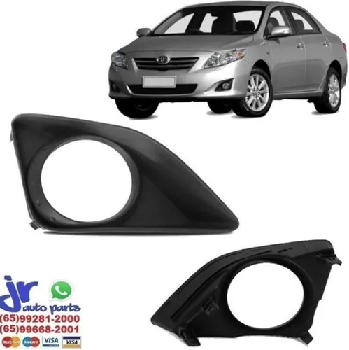 Par Moldura Farol Milha Corolla 2008 2009 2010 2011 Preta Com Furo
