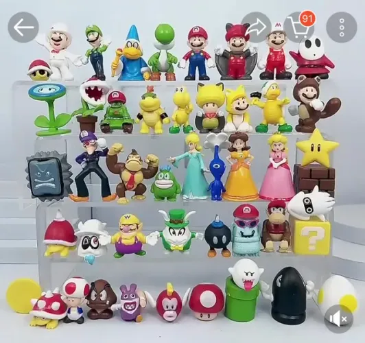 Linda Coleção miniaturas Mário Bros com 48 personagens
