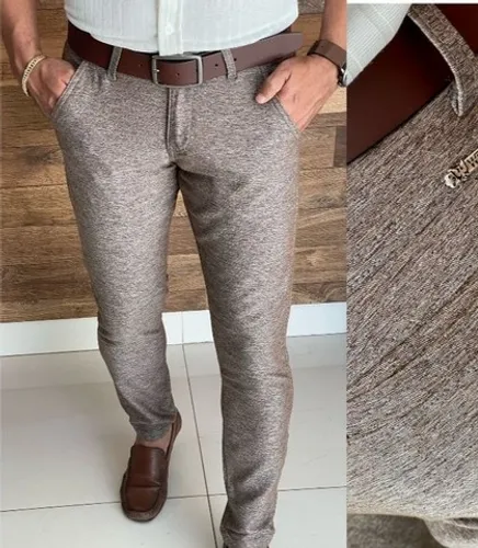 Calças Sporfinno Brim Com Elastano Tecido Acetinado 