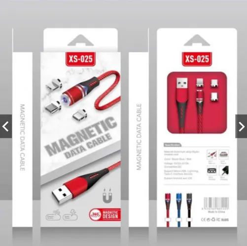 Cabo Carregador Magnético Usb 3 Em 1 Type C/ Micro Usb e Ios (Lighting)