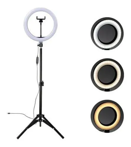 Kit Completo Anel de Luz LED Com Tripé Ring Light 10 Polegadas