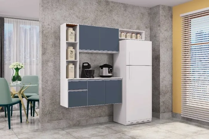 Cozinha Suspensa Mel 163cm Branco.Cinza Poquema Até 12x