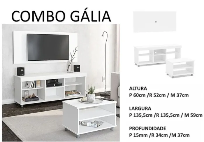 Combo Painel, Rack e Mesa de centro Branco **novo na caixa**