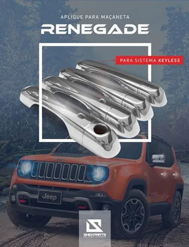Aplique Cromado Maçaneta Renegade 2015 à 2020 C/ S/furo Keyless