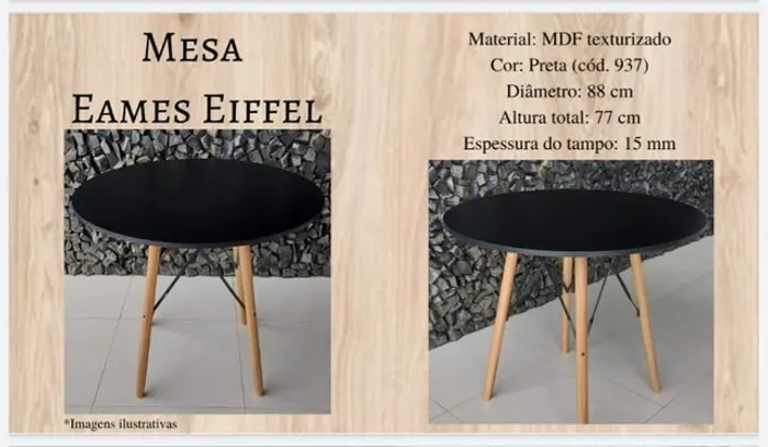 Mesa Charles Eames Eiffel *nova embalada