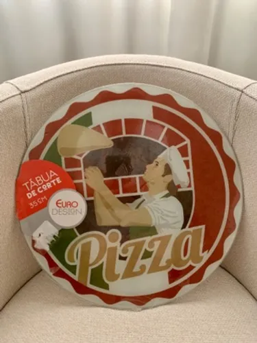 (Nova! Lacrada!) Tábua de Corte de Vidro Pizza Redonda (35 cm)