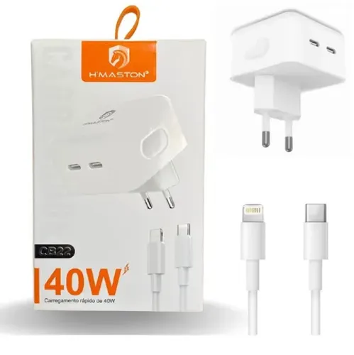 Carregador Turbo Duplo Usb-c Para iPhone 12 13 14 iPad 40w