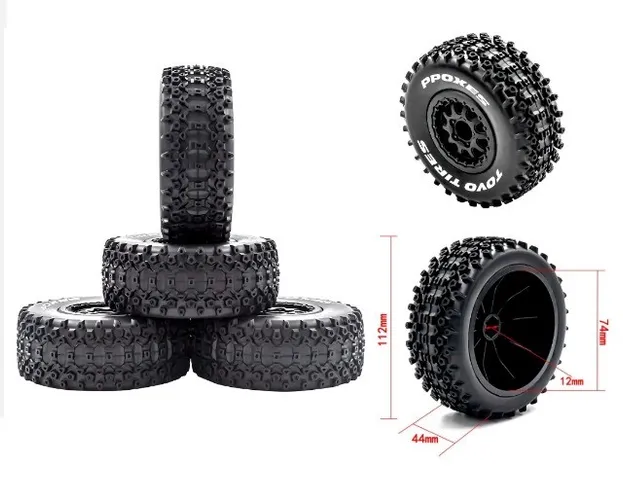 4 Pneus Off-road Para Automodelo Traxxas Slash / Short Course ou Outros Modelos 1/10