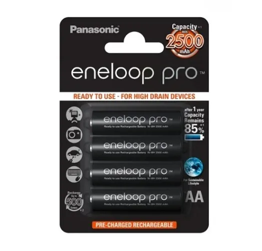 Pilhas Recarregáveis AA 2500mah Eneloop Pro - Cartela com 4 unds - Produto Similar!