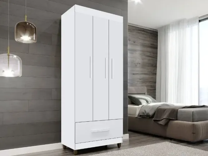 Guarda-roupa Canadá 3P 1G Branco Até 12x - Frete Grátis 