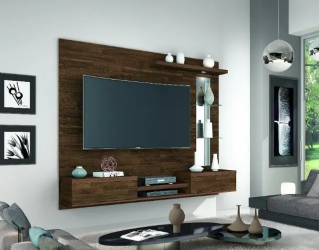 Painel Europa com LED / prateleira em vidro p/ TV até 65'' = Entrega é grátis!!!