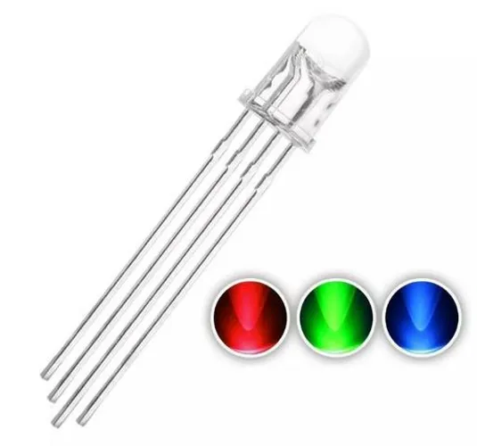 COD-CP137 Kit 10 Unidades 10 Led 5mm Rgb 4 Terminais Arduino Automação Robotica