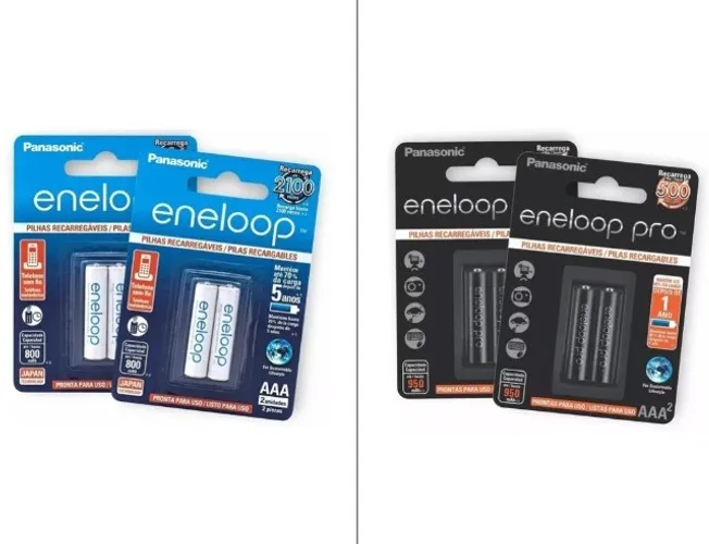 4 Pilhas Recarregáveis Panasonic Eneloop Pro AA / AAA Palito Originais!