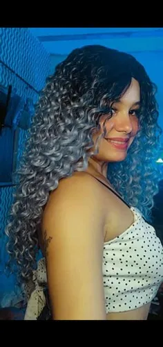 PROMOÇÃO Peruca Front lace wig humanizada enrolada 70cm Cinza Esfumado ( Granny Hair )
