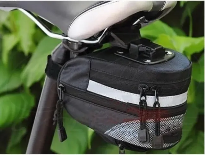 Bolsa para selim engate rápido com fita iluminação.. Tamanho duplo