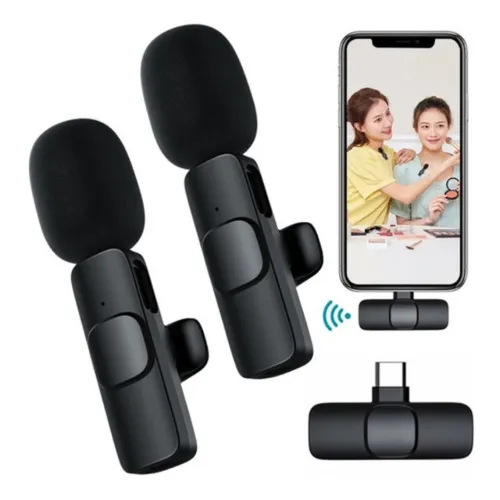 Par de Microfone de Lapela Sem Fio Para Iphone Plug And Play 