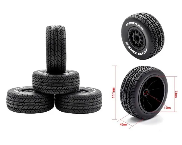 4 Pneus On-road P/ Automodelo Traxxas Slash / Short Course ou Outros Modelos 1/10