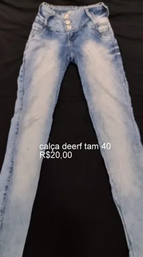 Calças Jeans Tam e valor nas fotos