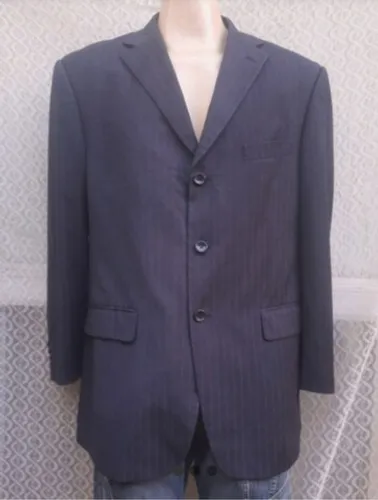 Blazer Scuzzatti Risca De Giz Azul Escuro Tam 56