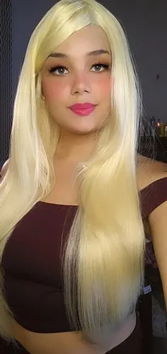 PROMOÇÃO Peruca Wig Humanizada Loiro Claríssimo Matiza 80cm Franjão