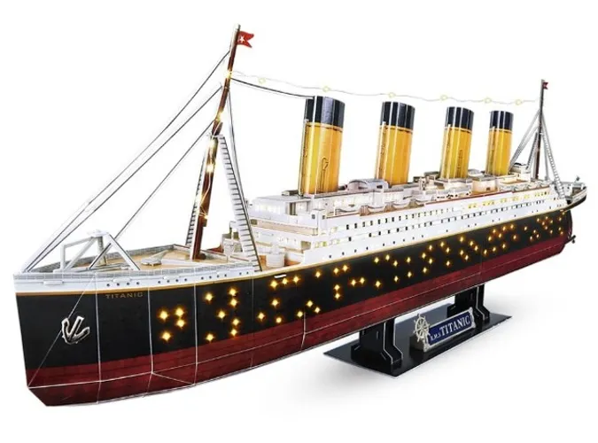 Quebra-cabeças Cubicfun 3d Navio Titanic com Led - Com 266 pçs - Para Crianças e Adultos